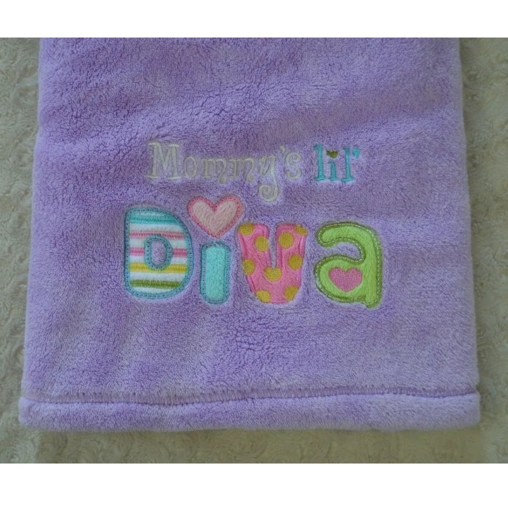 Baby Starters Mommy's Lil' Diva Purple Blanket Green Blue Pink Heart Lovey